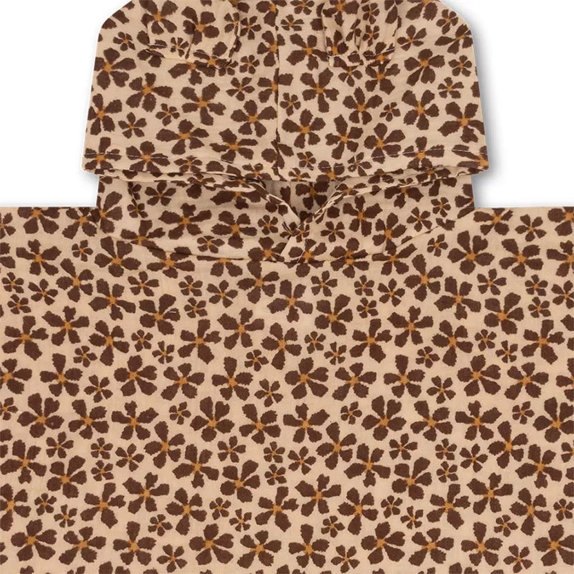 Poncho fleurs sauvage marron