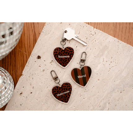 Porte clefs rayures marron et noir merci mon petit léon