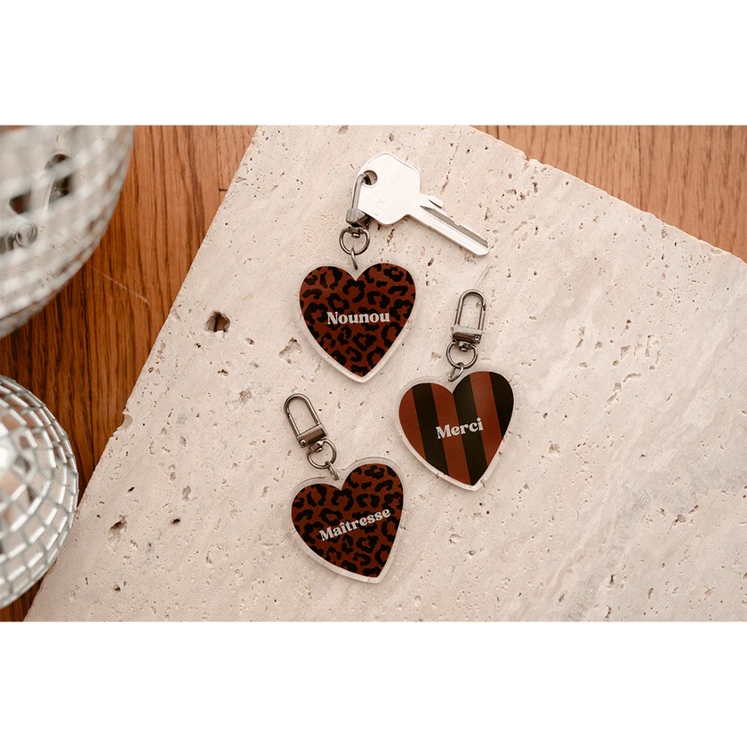 Porte clefs rayures marron et noir merci mon petit léon