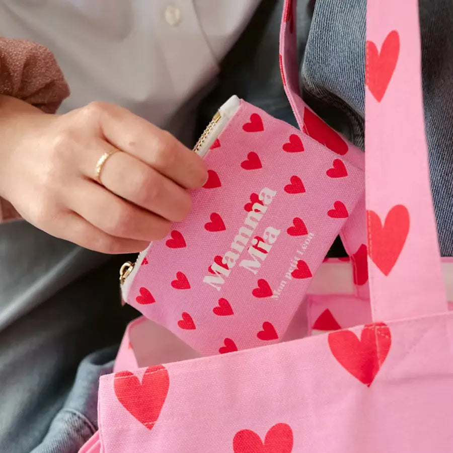 porte monnaie rose coeur rouge à la vie à l'amour