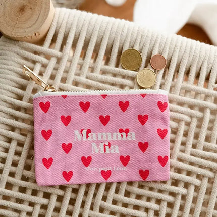 porte monnaie rose coeur rouge mamma mia