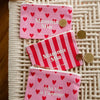 porte monnaie rose coeur rouge et rayé rouge et rose