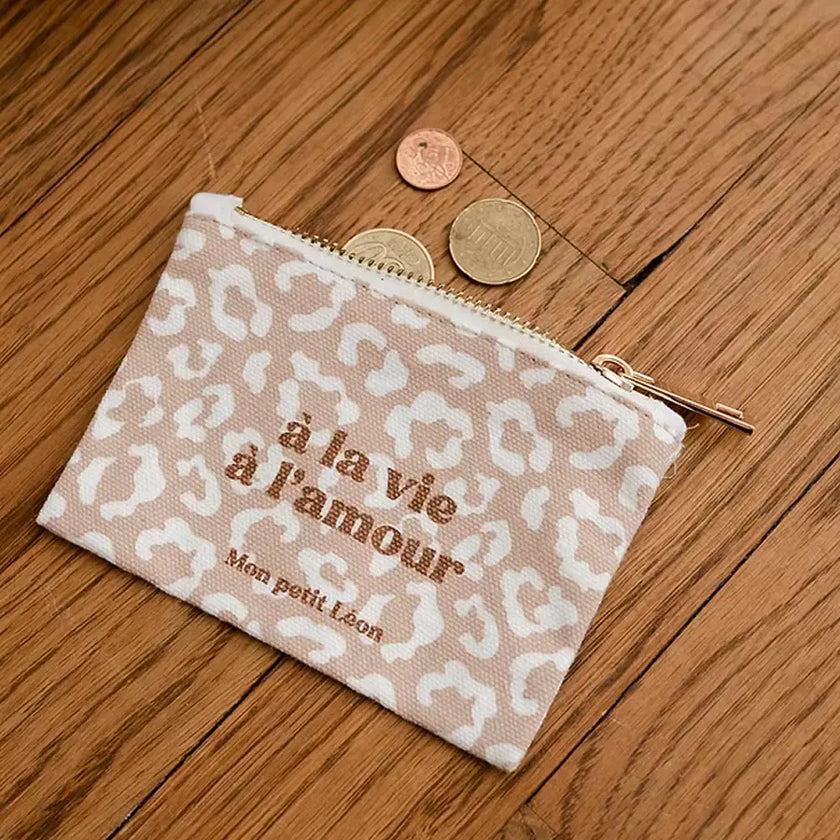 porte monnaie leopard beige et nude à la vie à l'amour