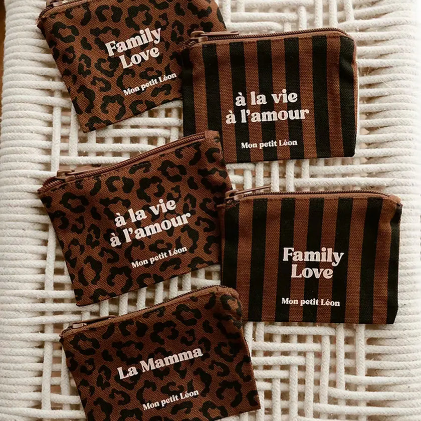 porte monnaie leopard marron et rayé marron