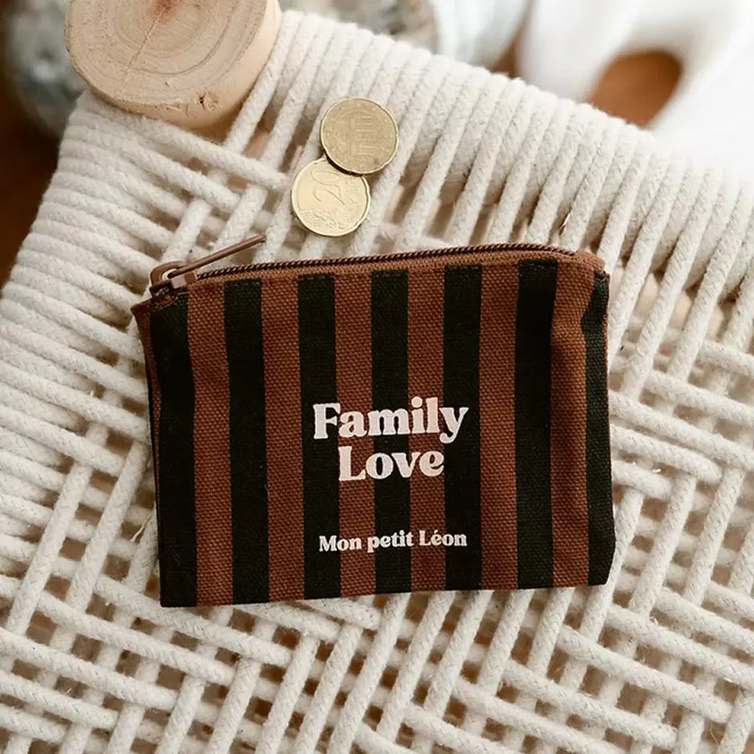 porte monnaie rayé marron Family love