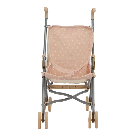 Poussette canne gaze rose coeurs