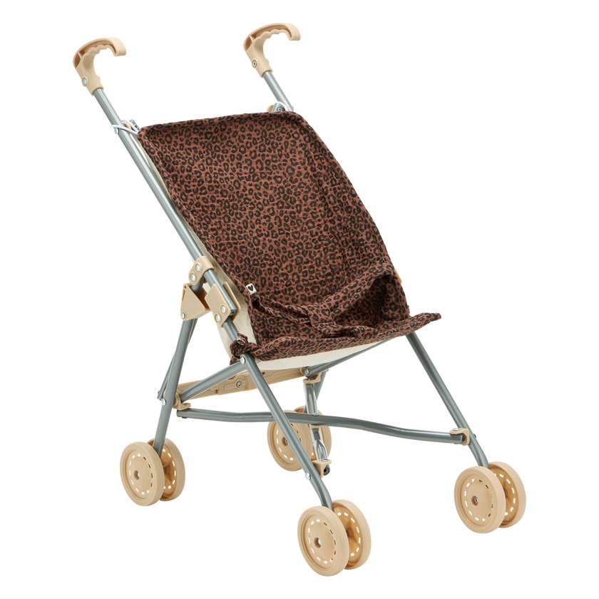 poussette canne gaze leopard marron