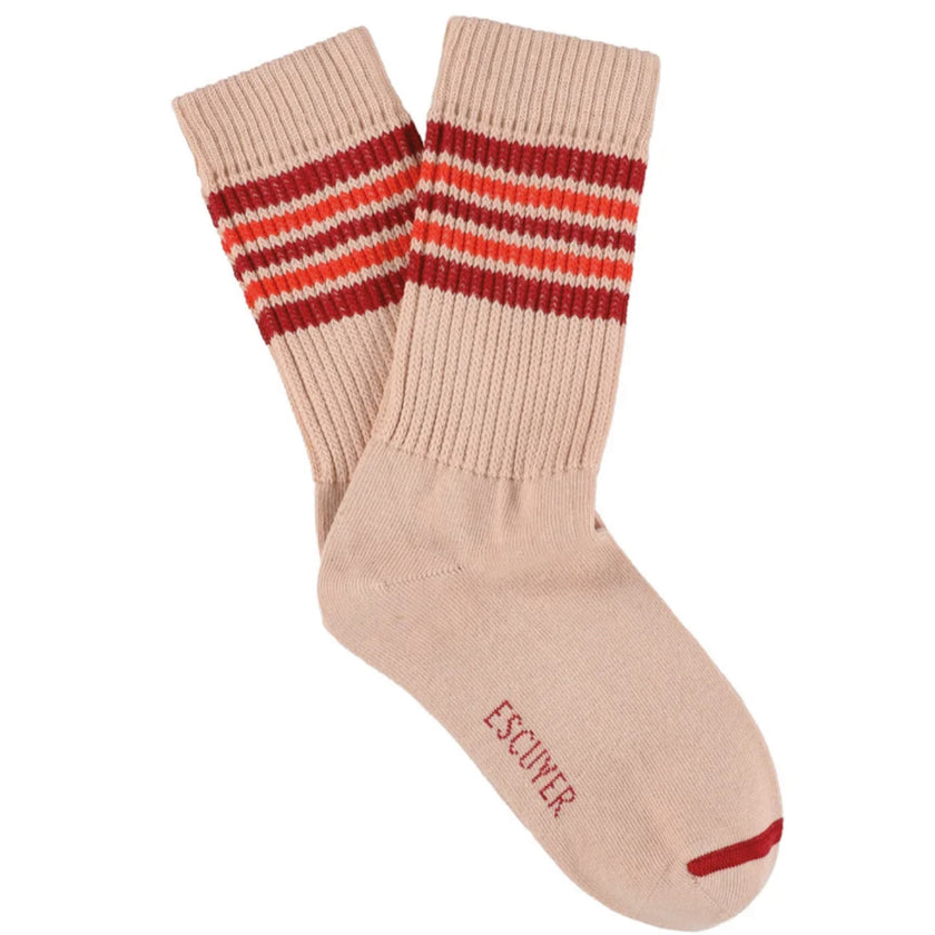 Chaussettes ESCUYER - 5 STRIPES - rose/rouge/orange