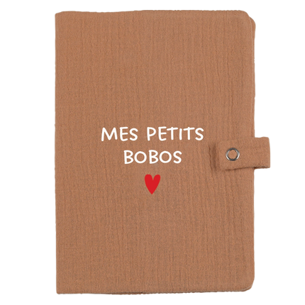 Protège carnet uni en gaze de coton couleur camel