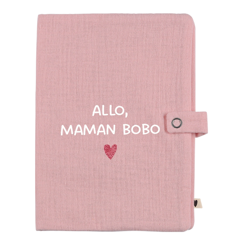 Protège carnet uni en gaze de coton couleur rose