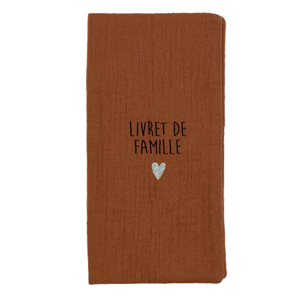 Protège livret de famille gaze caramel