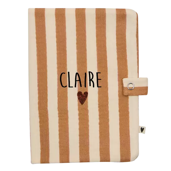 Protège carnet uni en gaze de coton à rayures larges