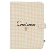 Protège carnet uni en gaze de coton petits carreaux
