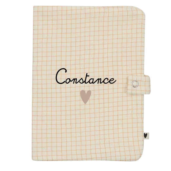 Protège carnet uni en gaze de coton petits carreaux