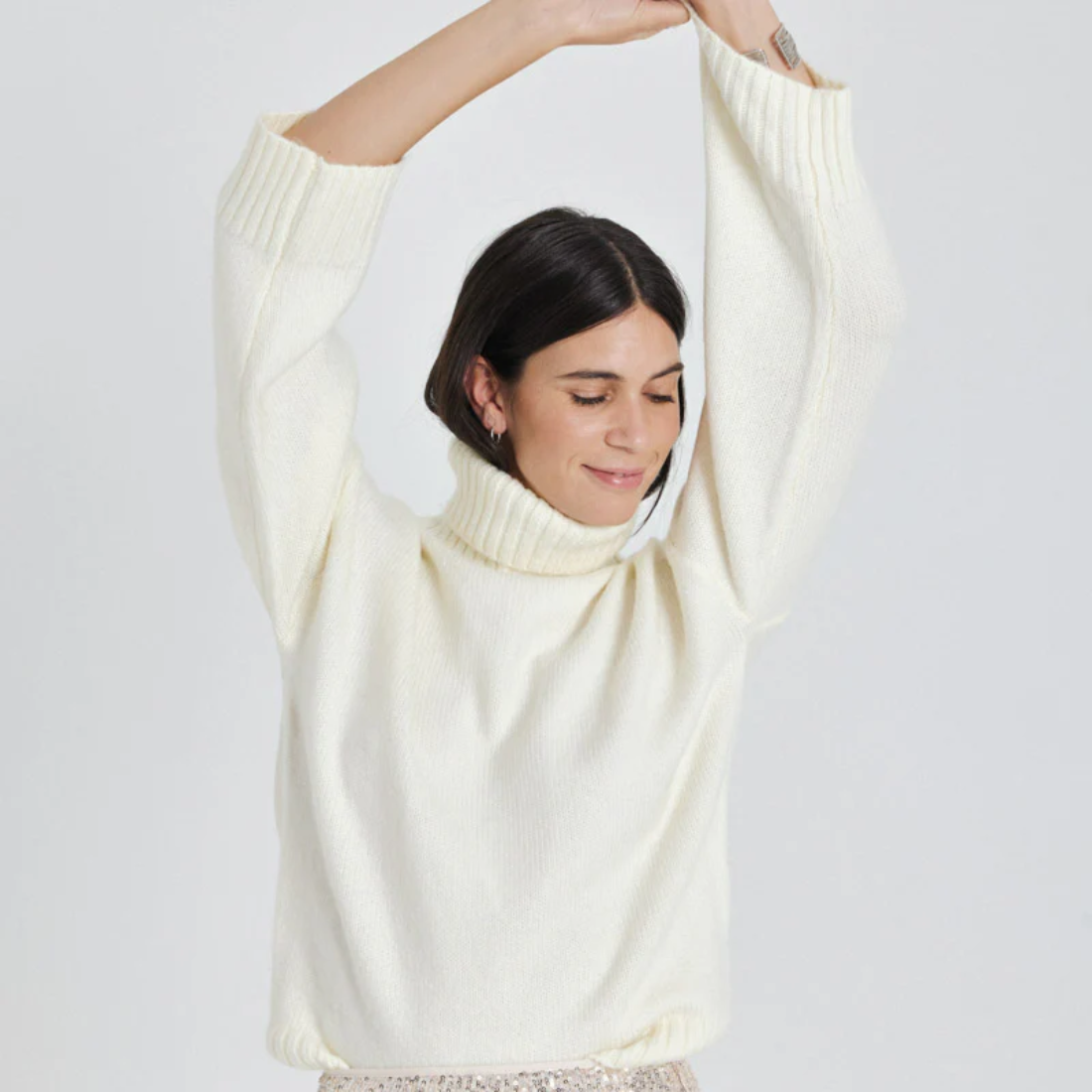 pull col roulé blanc