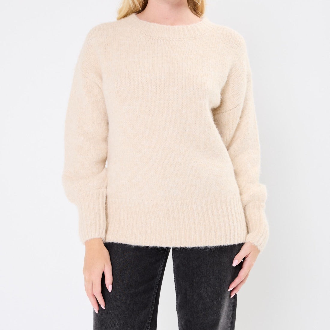 pull en maille beige