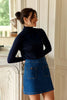 Pull col roulé bleu marine