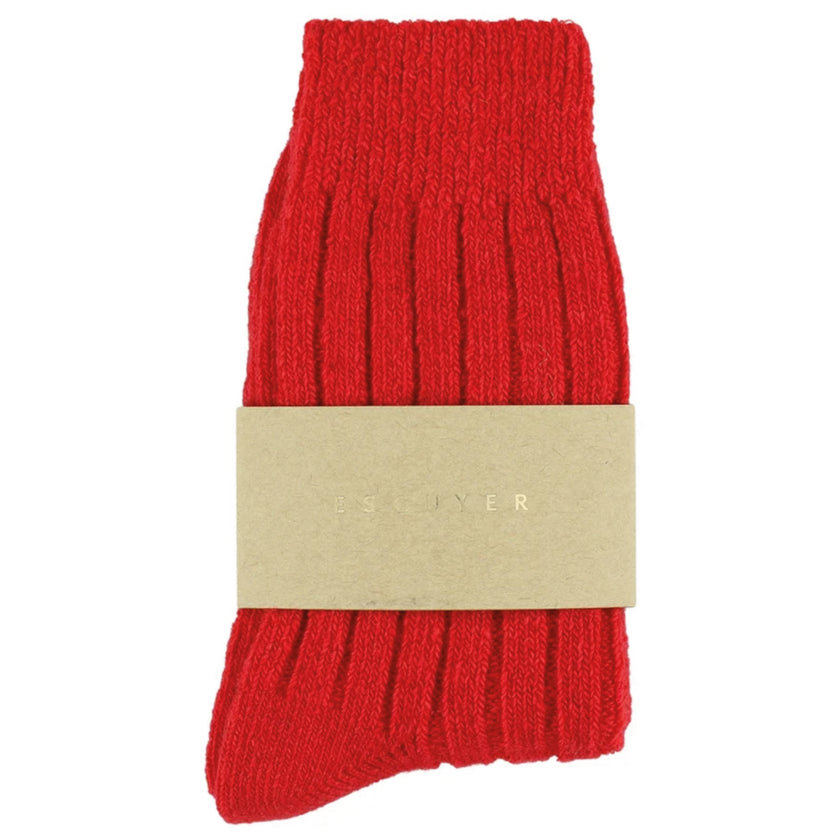Chaussettes ESCUYER - CASHMERE CREW - rouge