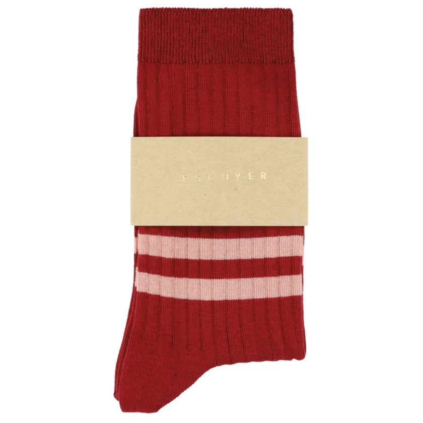 Chaussettes ESCUYER - stripes - RED / PINK