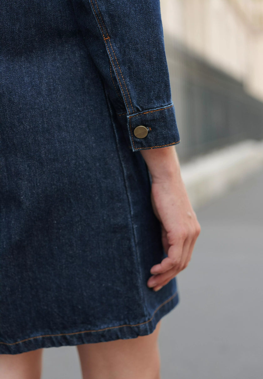 Robe droite denim brut
