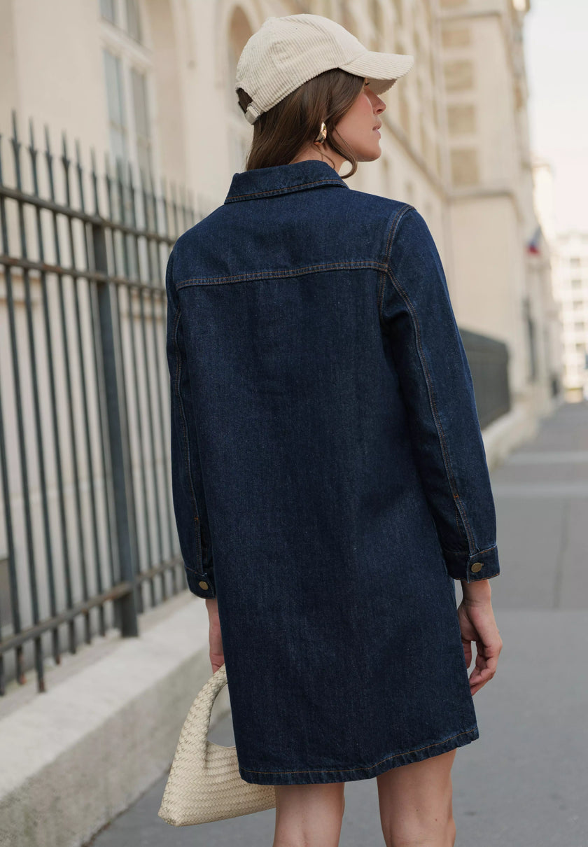Robe droite denim brut