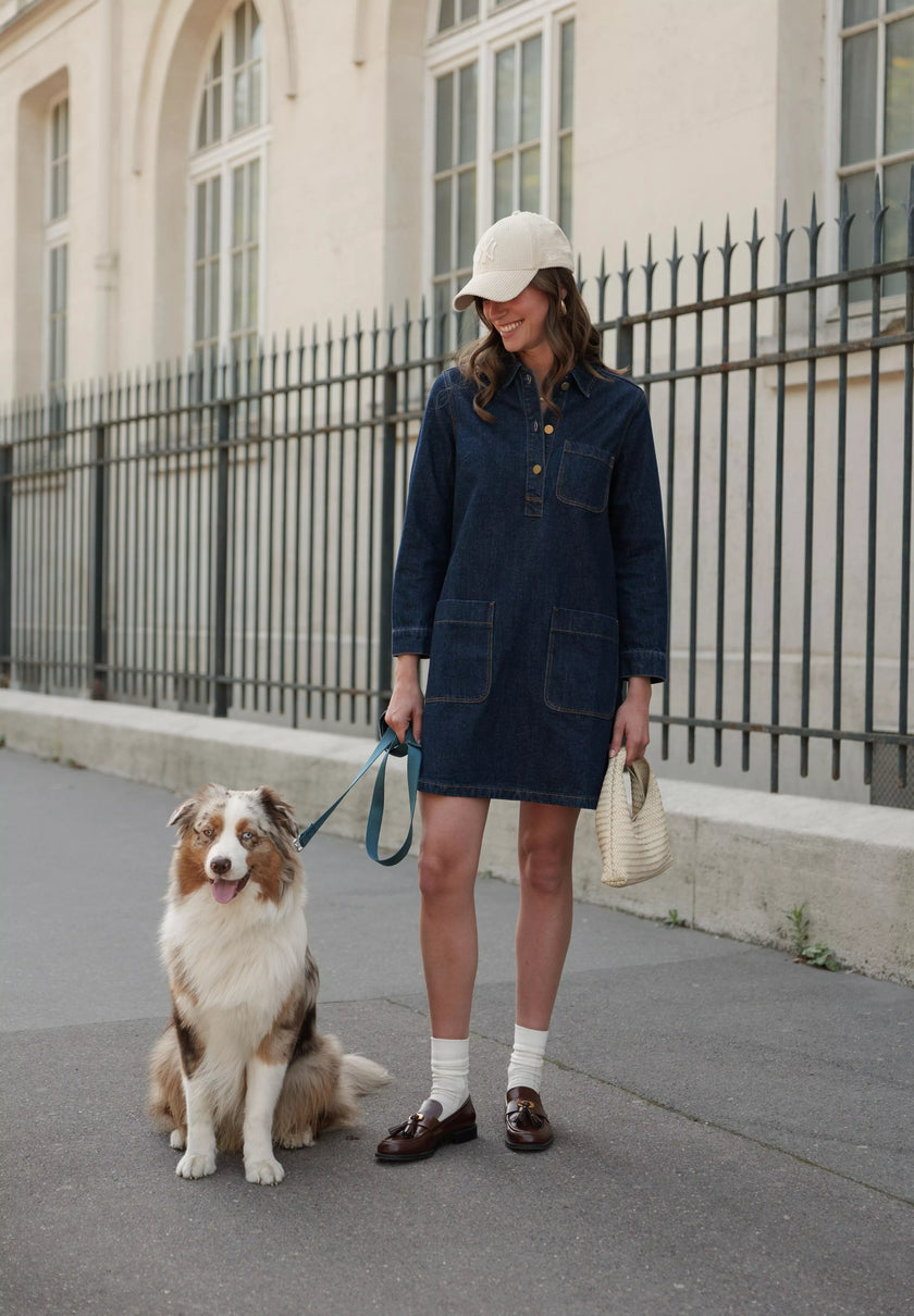 Robe droite denim brut