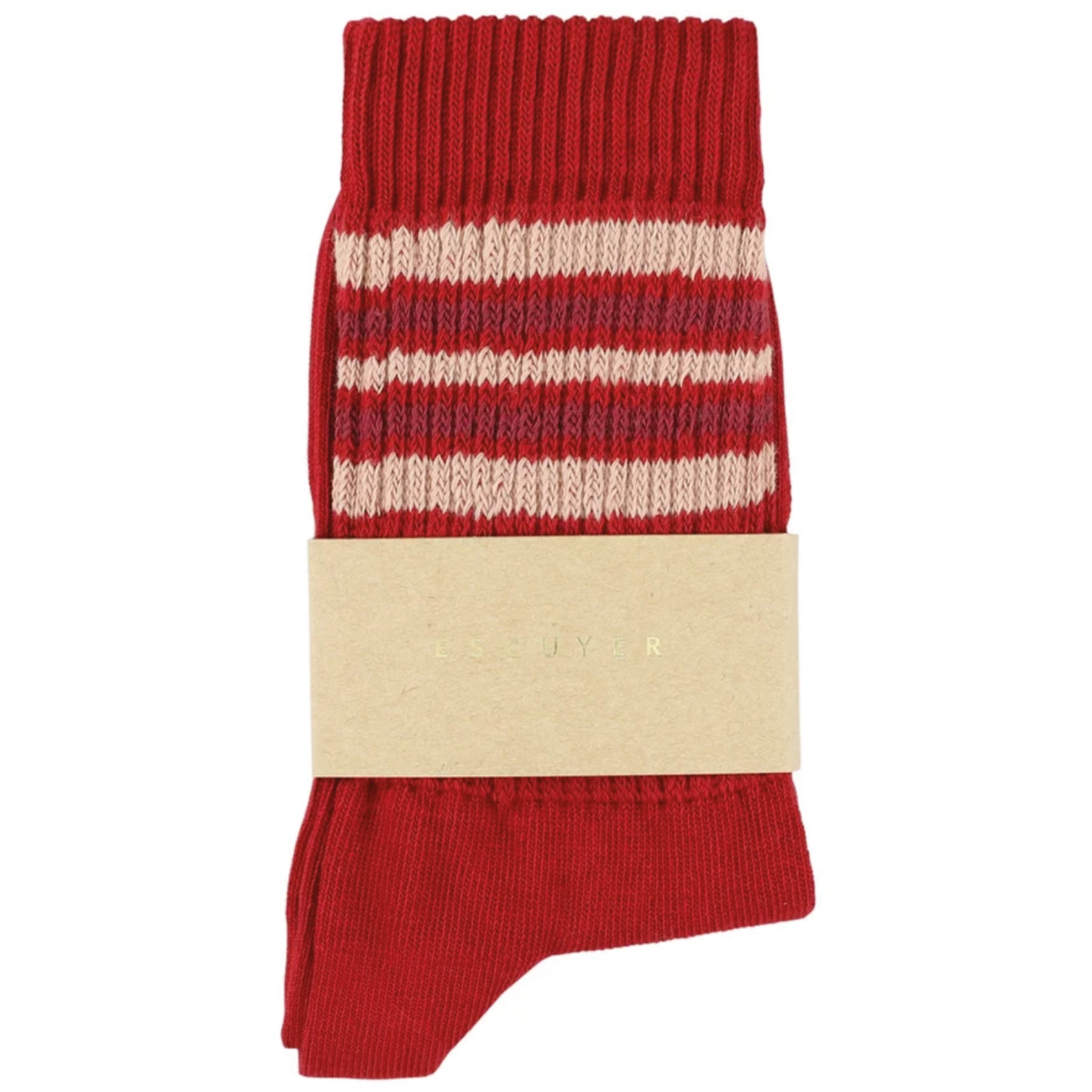 Chaussettes ESCUYER - 5 STRIPES - rouge/rose/bordeaux