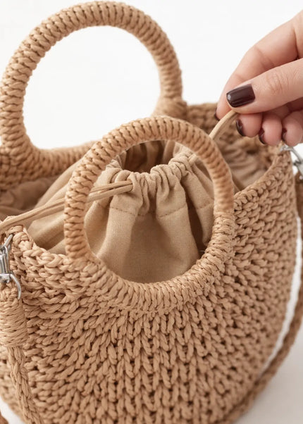Sac à main neutre en paille enfant Ertha