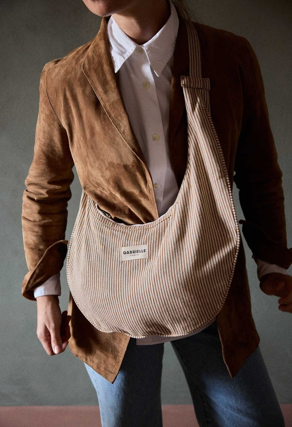 Sac new b rayures argile Gabrielle
