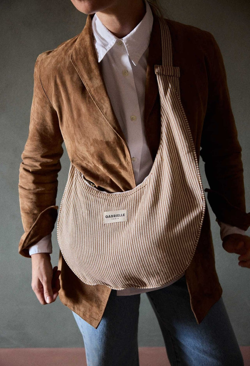 Sac new b rayures argile Gabrielle