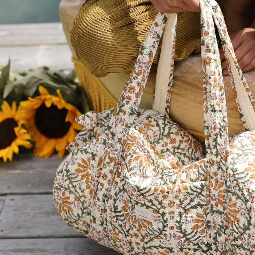 sac polochon blanc et ocre