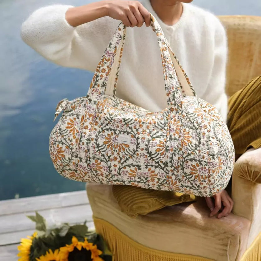 sac polochon blanc et ocre