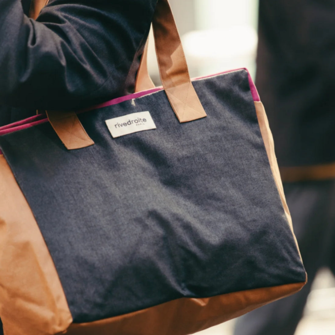 sac ciré noir marron et violet