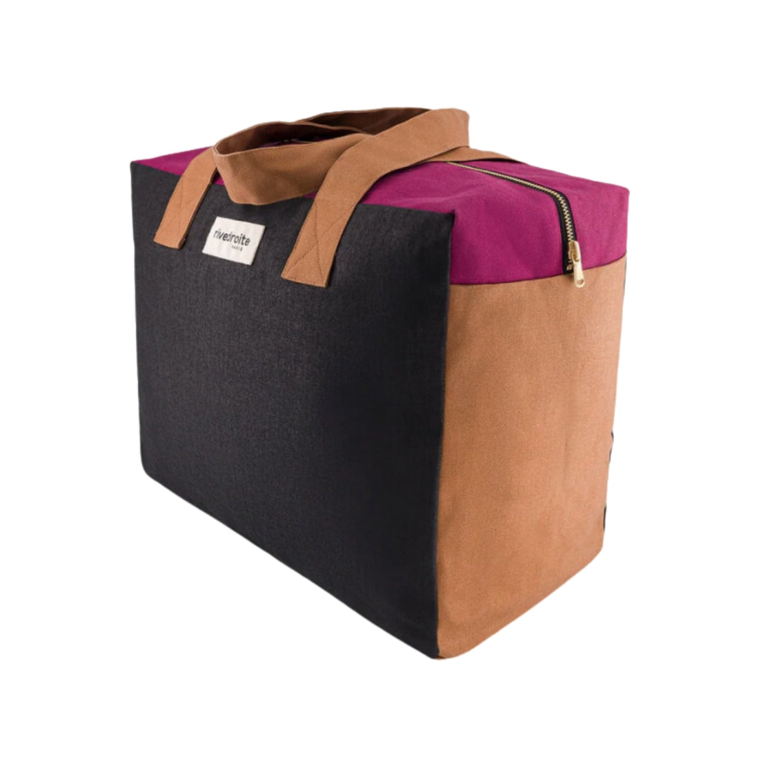 sac ciré noir marron et violet