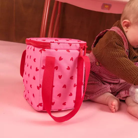 Sac isotherme coeur rouge fond rose atelier wagram