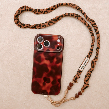 Sangle de téléphone leopard marron cordon beige mon petit léon