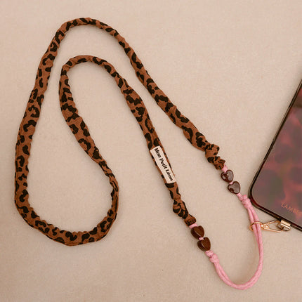Sangle de téléphone leopard marron cordon rose mon petit léon