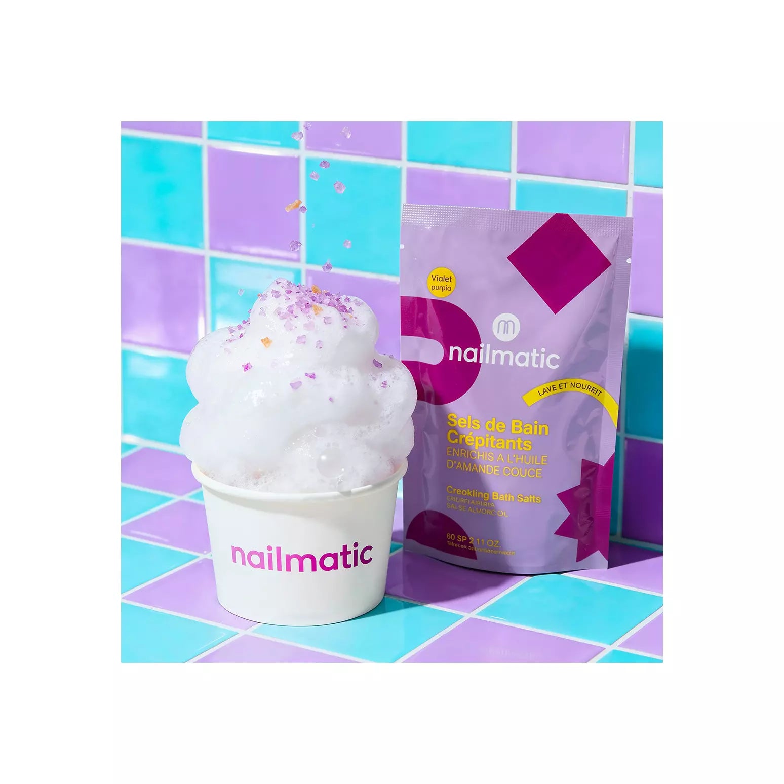 Sels de bain nailmatic violet crépitants 