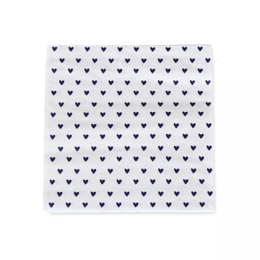 Serviette coeurs bleu