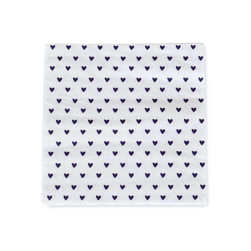 Serviette coeurs bleu