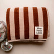 Serviette de bain rayures marron et beige mon petit leon