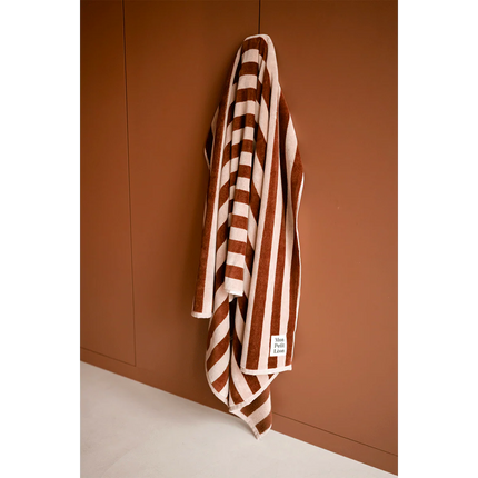 Serviette de bain rayures marron et beige mon petit leon
