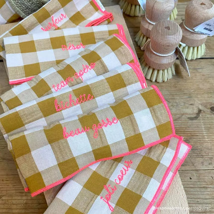 Serviettes de table en tissu Barnbé aime le café moutarde