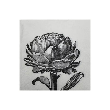 Serviettes en papier artichaud noir et blanc