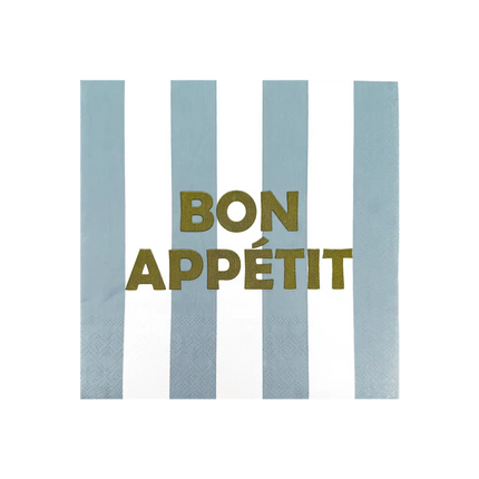 Serviette rayé bon appétit bleu