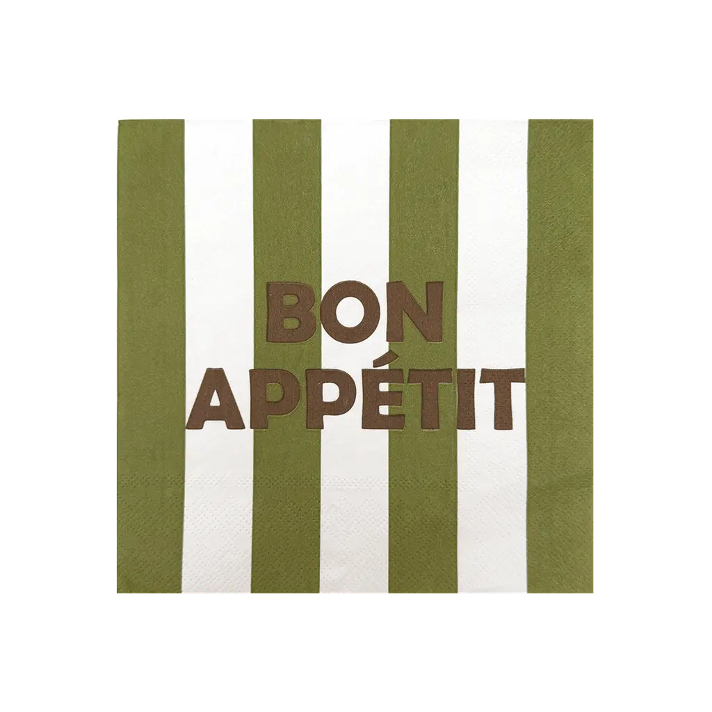 Serviette rayé bon appétit kaki
