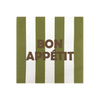 Serviette rayé bon appétit kaki