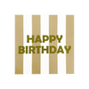 Serviette papier happy birthday rayure beige
