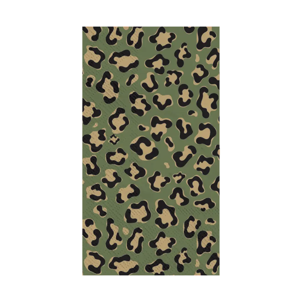 Serviette rectangle léopard kaki