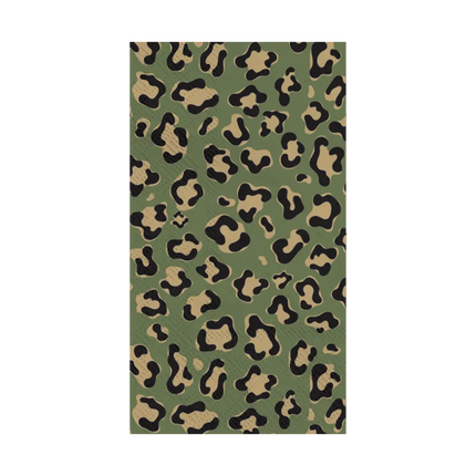 Serviette rectangle léopard kaki